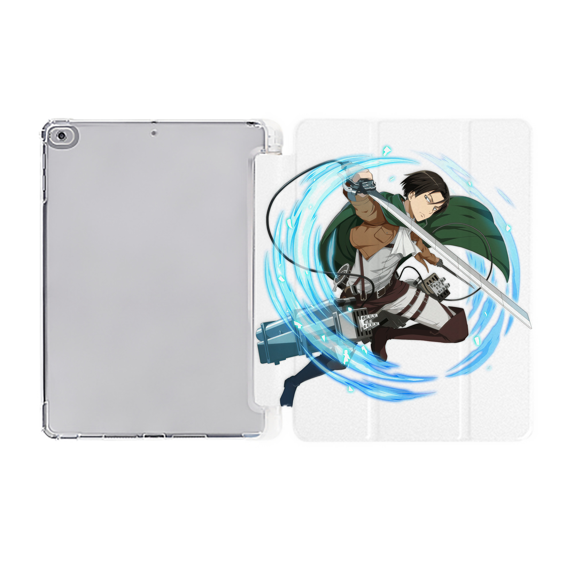（画像用） 進撃の巨人 リヴァイ·アッカーマン Attack on Titan Levi Ackerman IPad ケース ペン収納付き 三つ折りスタンド PUレザー×シリコン 対応機種9.5/10.5/10.9インチ